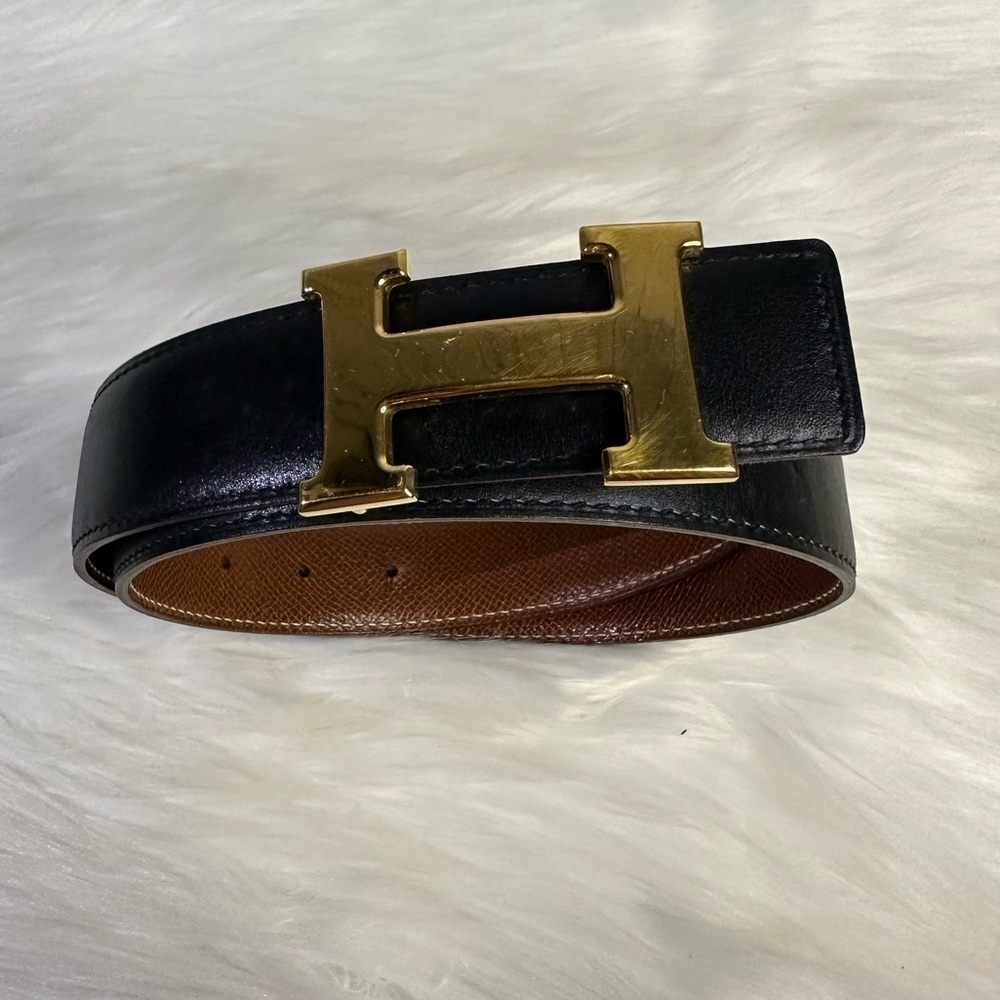 HERMES reversible leather belt in gold hardware - Picture 3 of 16